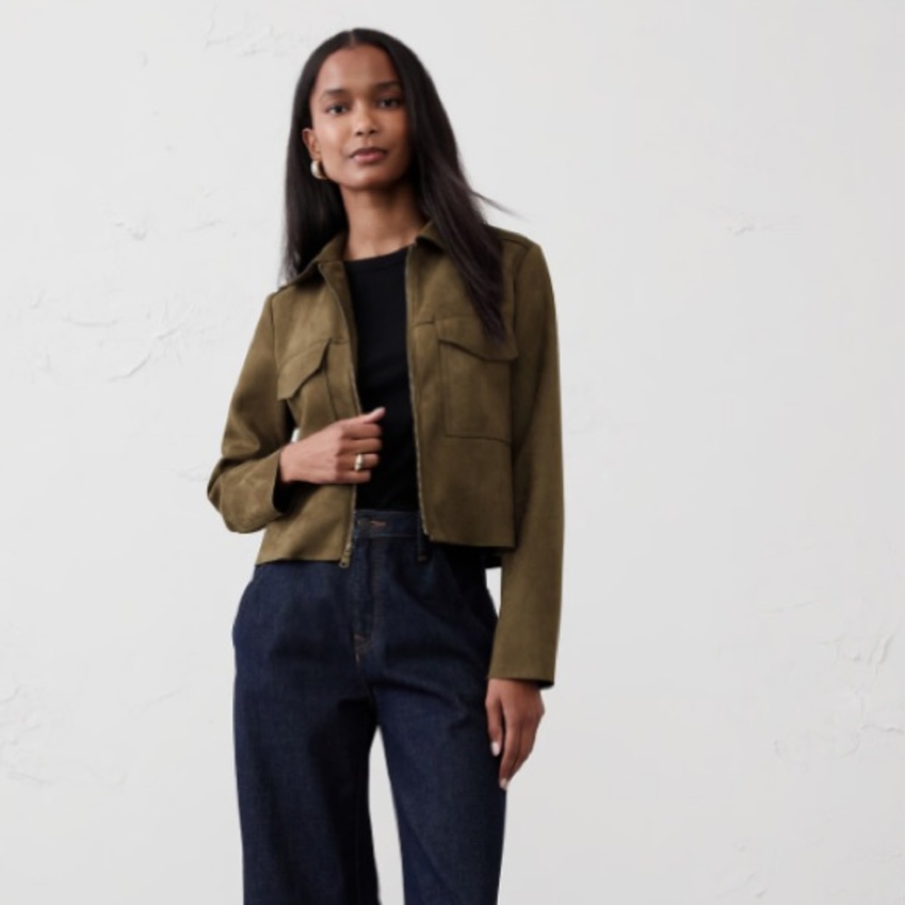 NWT Banana Republic VEGAN SUEDE CROPPED JACKET